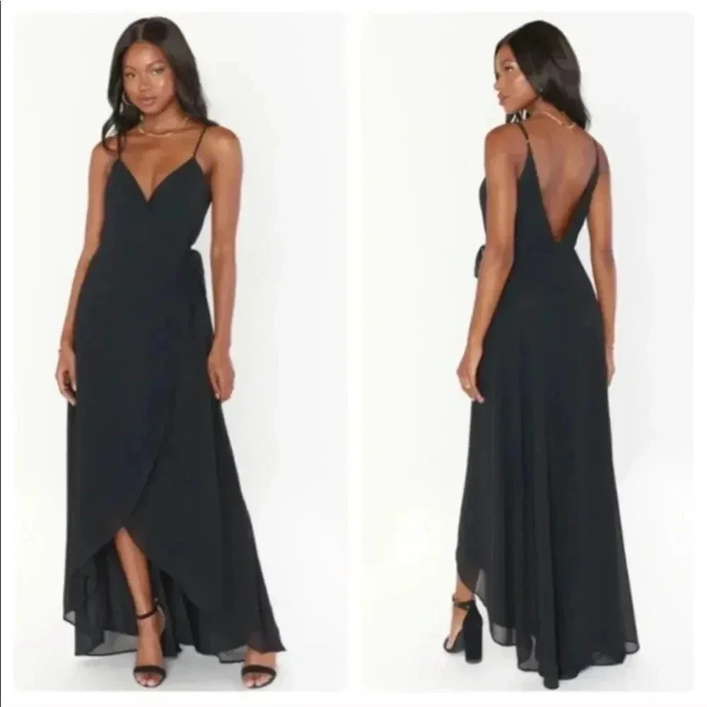 Show Me Your Mumu Black Mariah Wrap Dress NWT
